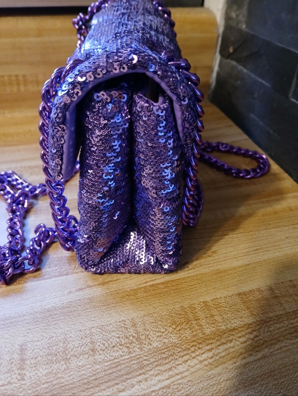 Kurt Geiger NWT Purple Sequin Kensington & Dustbag STUNNING & RARE - Picture 5 of 10